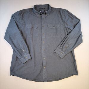 Carhartt Shirt Mens 2XLT Black Relaxed Fit Twill Long Sleeve Casual Button Up